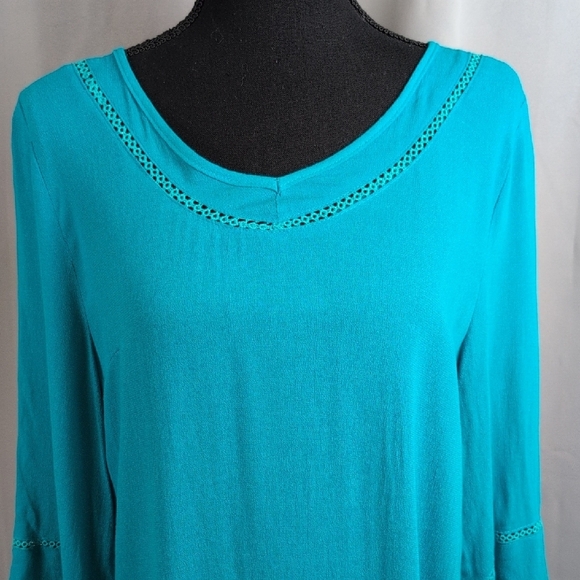 Kori Teal Lace Trim Midi Dress - Picture 4 of 7